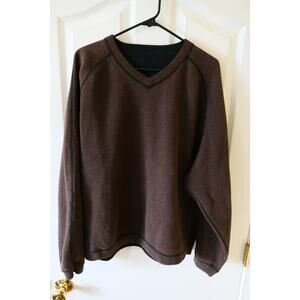 Tommy Bahama Mens Black / Brown Reversable V-Neck Sweater Pullover XL Mocha